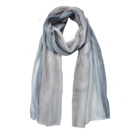 Damen-/Herren-Seiden-Langschal bunt, 178 x 50 cm, grau