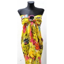 Damen-Langschal mit Blumenmotiven, 180 x 120 cm, gelb