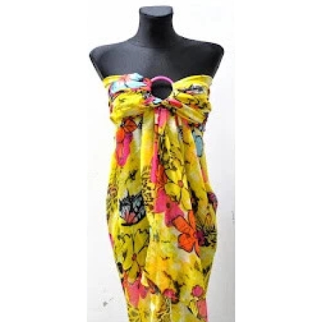 Leichter Sommer-Schal Blumenmotiv. 180 x 120 cm, gelb