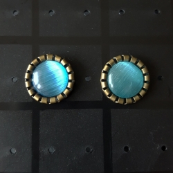 Ohrstecker Cabochon Blue Cat-Eye