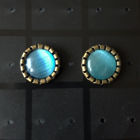 Ohrstecker Cabochon Blue Cat-Eye