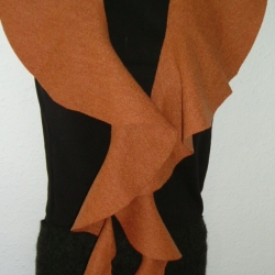 Kragenschal handgefertigt Walkloden 100% Wolle orange