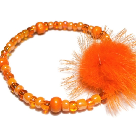 Kinderarmand orange Glasperlen und Quaste