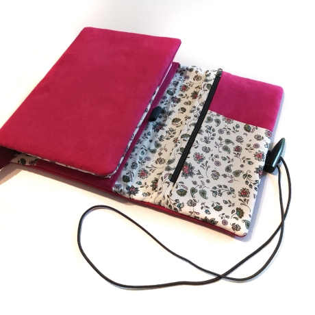 Organizer Alcantara pink - Kalenderhülle mit Federmäppchen