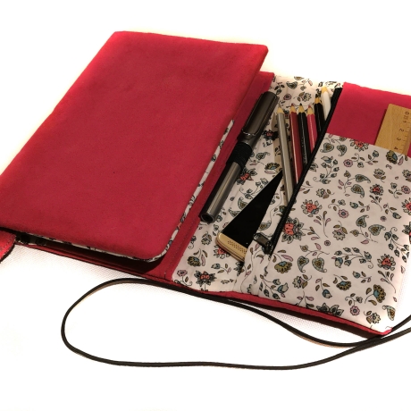 Organizer Alcantara pink - Kalenderhülle mit Federmäppchen