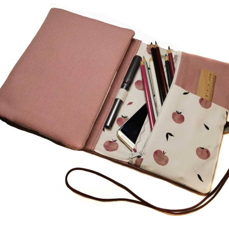 Organizer Canvas altrosa - Kalenderhülle  mit  Federmäppchen