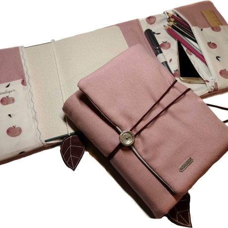 Organizer Canvas altrosa - Kalenderhülle  mit  Federmäppchen