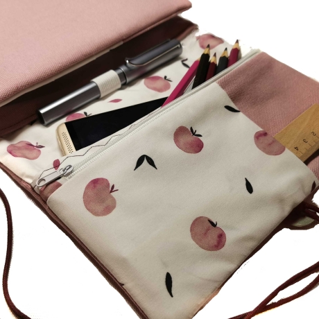 Organizer Canvas altrosa - Kalenderhülle  mit  Federmäppchen