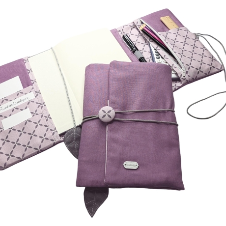 Organizer Canvas Flieder - Kalenderhülle mit Federmäppchen