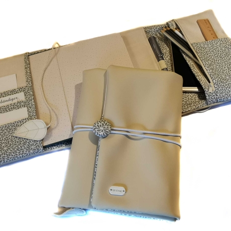 Organizer Kunstleder creme - Kalenderhülle Federmäppchen