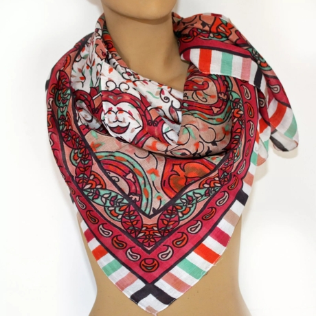 Damen-Seiden-Schal-Sommer-Design, 100 x 100 cm, bunt