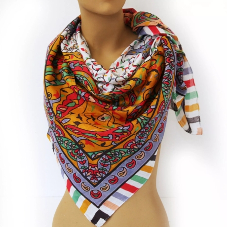 Damen-Seiden-Schal-Sommer-Design, 100 x 100 cm, bunt