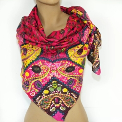 Ganzjahres-Retro-Schal, 100 x 100 cm, magenta, neu