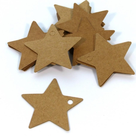 20 Sterne aus Kraftpapier Anhänger Etiketten