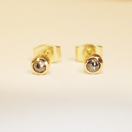 Ohrstecker 585 GOLD DIAMANT rosenschliff grau