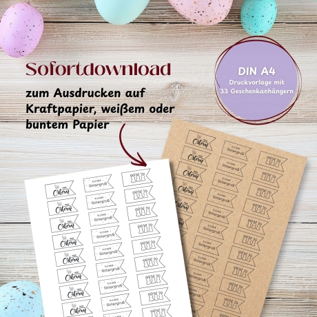 Osteranhänger zum Ausdrucken – Geschenkanhänger PDF
