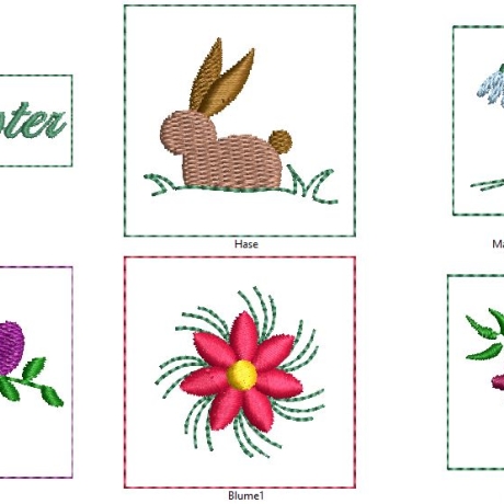 Stickdatei Label Ostern 9 Motive