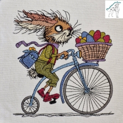 ui, da muss der Hase strampeln - Größe 12,77 x 13,54 cm