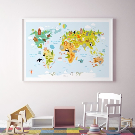 bezaubernde Kinder Weltkarte modern A1