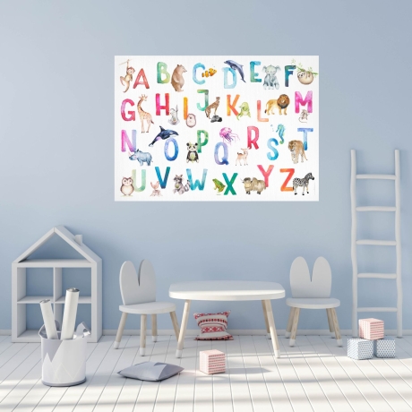 Kinder Lernposter Tier ABC Watercolor DIN A1