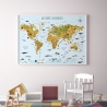 Kinder Lernposter Weltkarte Tiere geografisch A3