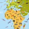 Kinder Lernposter Weltkarte Tiere bunt A3