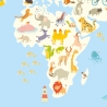 Kinder Lernposter Weltkarte Tiere A2