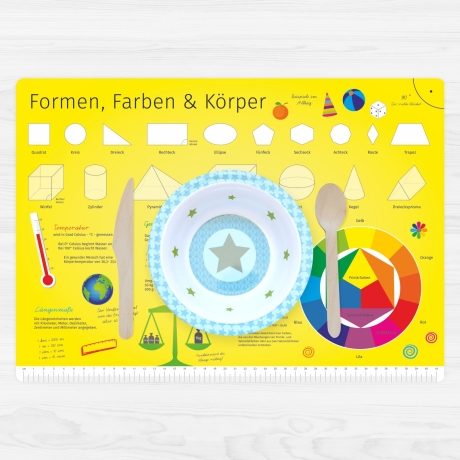 stabiles Vinyl Tischset - Formen, Farben und Körper Kinder