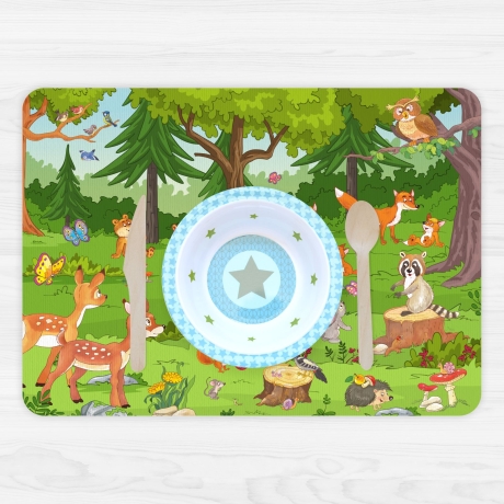 stabiles Vinyl Tischset Waldtiere Kinder Platzset abwaschbar