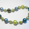 Kette Perlenkette mit Süßwasserperlen  grün blau grau