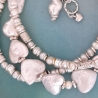 Perlenarmband, Perlen-Armband, weiss, Herz-Form