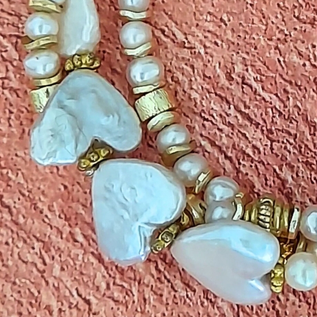Perlenarmband, Perlen-Armband, weiss, Herz-Form