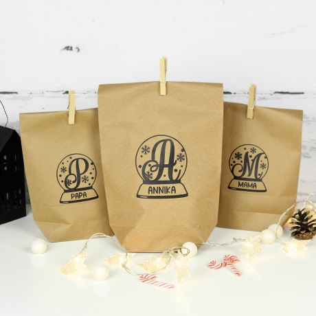 Schneekugel Geschenktüte personalisiert für Weihnachten