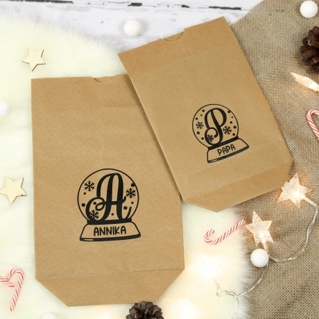 Schneekugel Geschenktüte personalisiert für Weihnachten