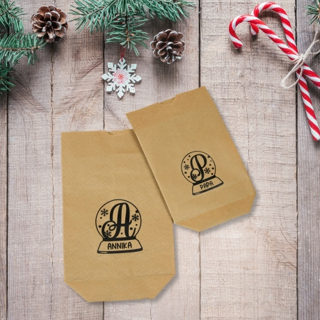Schneekugel Geschenktüte personalisiert für Weihnachten