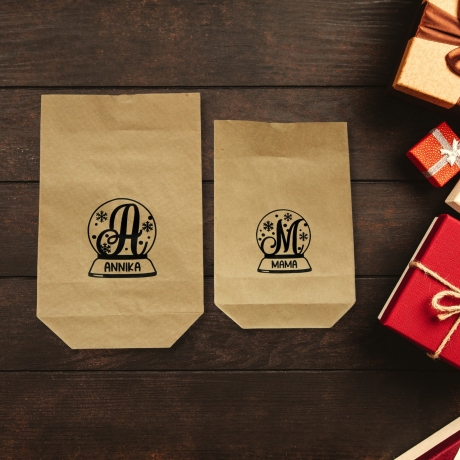 Schneekugel Geschenktüte personalisiert für Weihnachten
