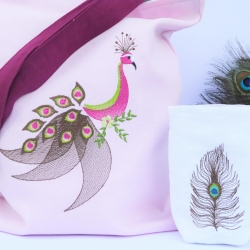 Stickdatei Pfau Pfauenfeder verschiedene Größen