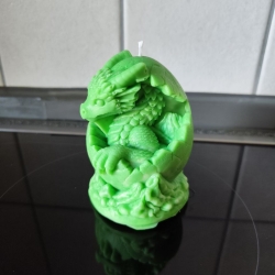 Drachenei Kerze aus Sojawachs, 3D Drache, Grün