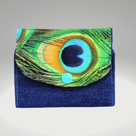 Geldbörse klein Portemonnaie / Geldbeutel /blau/ Pfau/ Kinder