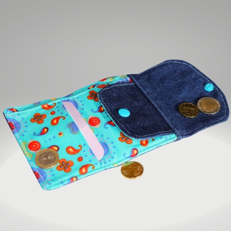 Geldbörse klein Portemonnaie / Geldbeutel /blau/ Pfau/ Kinder