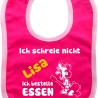 Baby Lätzchen farbiger Saum ICH SCHREIE NICHT bedruckt mit Namen