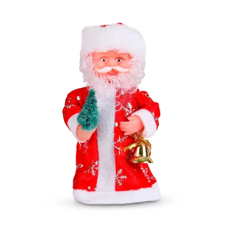 Weihnachtsmann mit Tannenbaum + Glocke, rot, 17 cm, neu