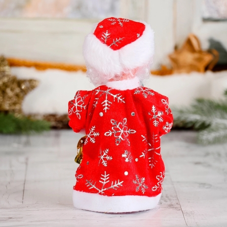 Weihnachtsmann mit Tannenbaum + Glocke, rot, 17 cm, neu