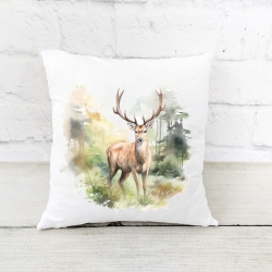 Kissen mit Hirsch im Aquarell-Stil