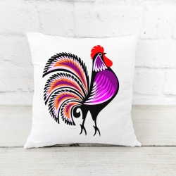 Kissen mit Hahn in Lila