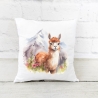 Kissen mit Lama im Aquarell-Stil