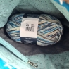 Projektbeutel/Projekttasche Sterne weiss/blauer Rand