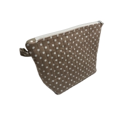 Kosmetiktasche Taupe Punkte gesteppt | Kulturbeutel | Organizer