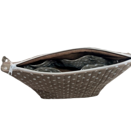 Kosmetiktasche Taupe Punkte gesteppt | Kulturbeutel | Organizer