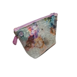 Kosmetiktasche Aquarell Blumen Pastell gesteppt | Kulturbeutel